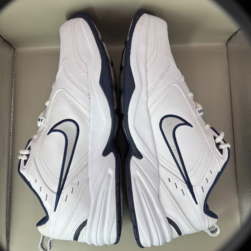 Nike Air Monarch IV White Midnight Navy Wide 4E Training Shoes 416355-102 Men 14 - Picture 5 of 7